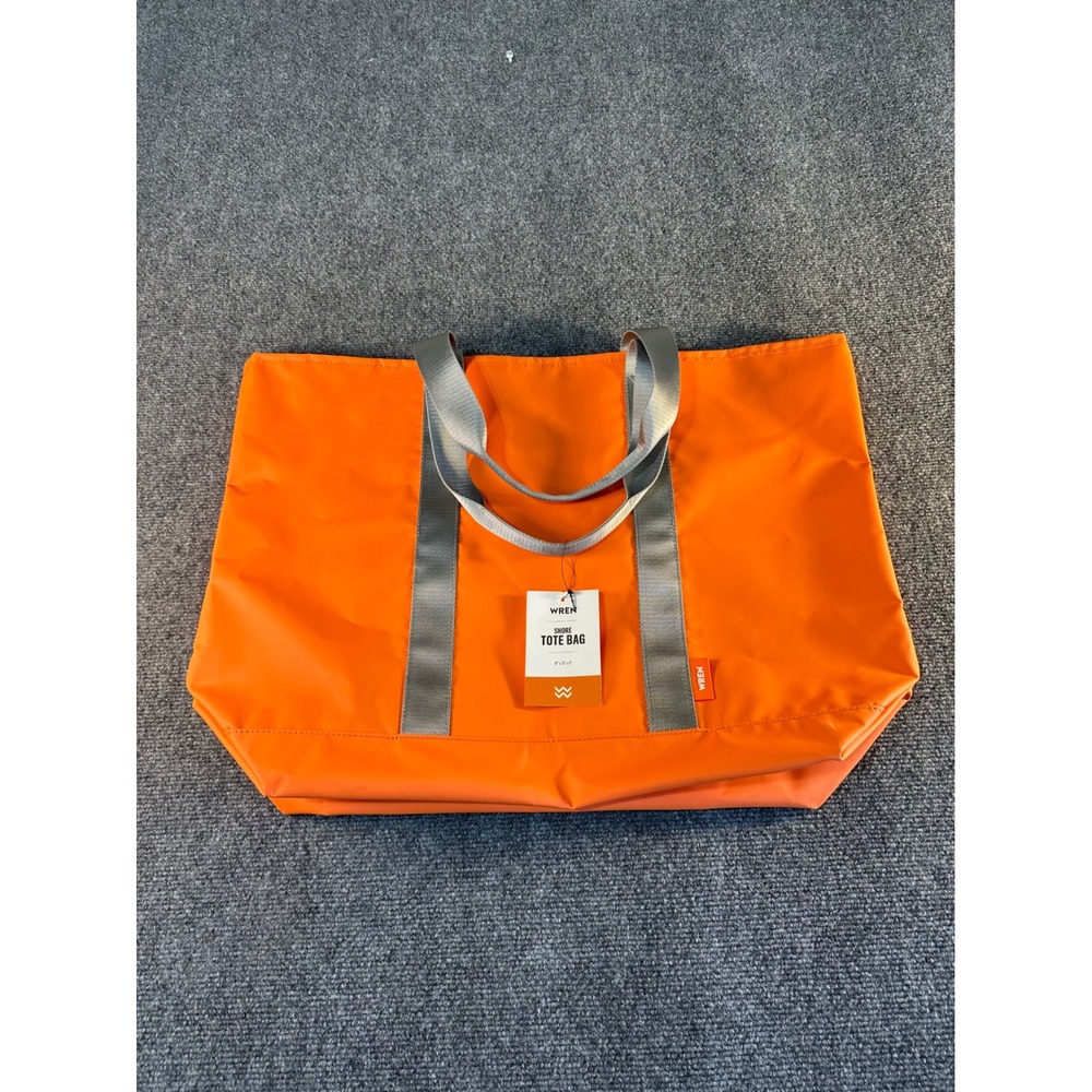 Wren Shore Tote Bag Orange Tarp Vinyl Sand Drainage Mesh Bottom Beach Bag NEW
